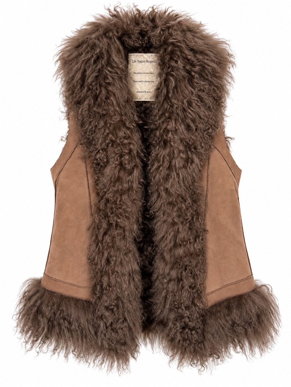 GOA Y2K Archive Kalgan Lamb Fur & Suede Vest F Brown Boho